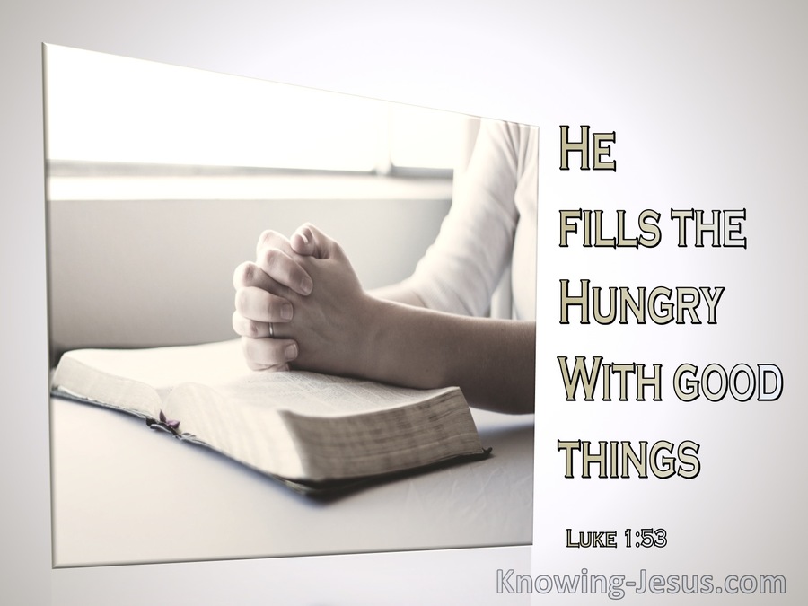 Luke 1:53 He Filled The Hungry With Good Things (beige)